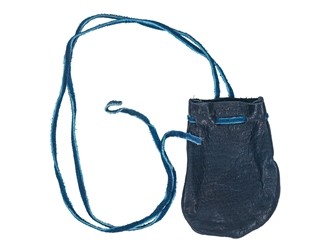 Top Grain Deerskin Medicine Bag: Small: Blue 