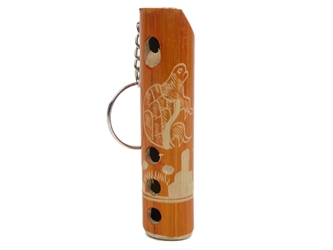 Mini Bamboo Flute Whistle Keychain: Carved Designs 