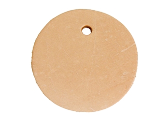 Leather Round with Hole: Camp Quality leather rounders, leather cut-outs, leather cutouts, leather cut outs