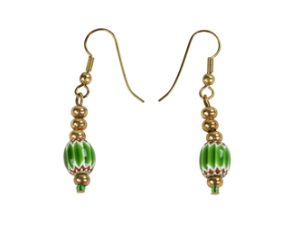 Iroquois Chevron Earrings: Green & Gold 