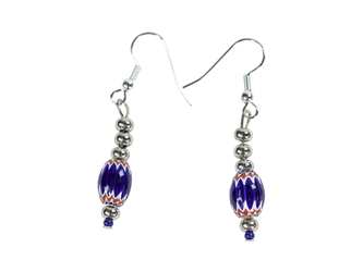 Iroquois Chevron Earrings: Royal Blue & Silver 