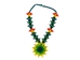 Colombian Beaded 3D Flower Necklace: Gallery Item - 1246-N02-G6130 (Y2K)