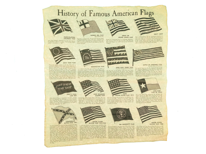 History of Famous American Flags Parchment 