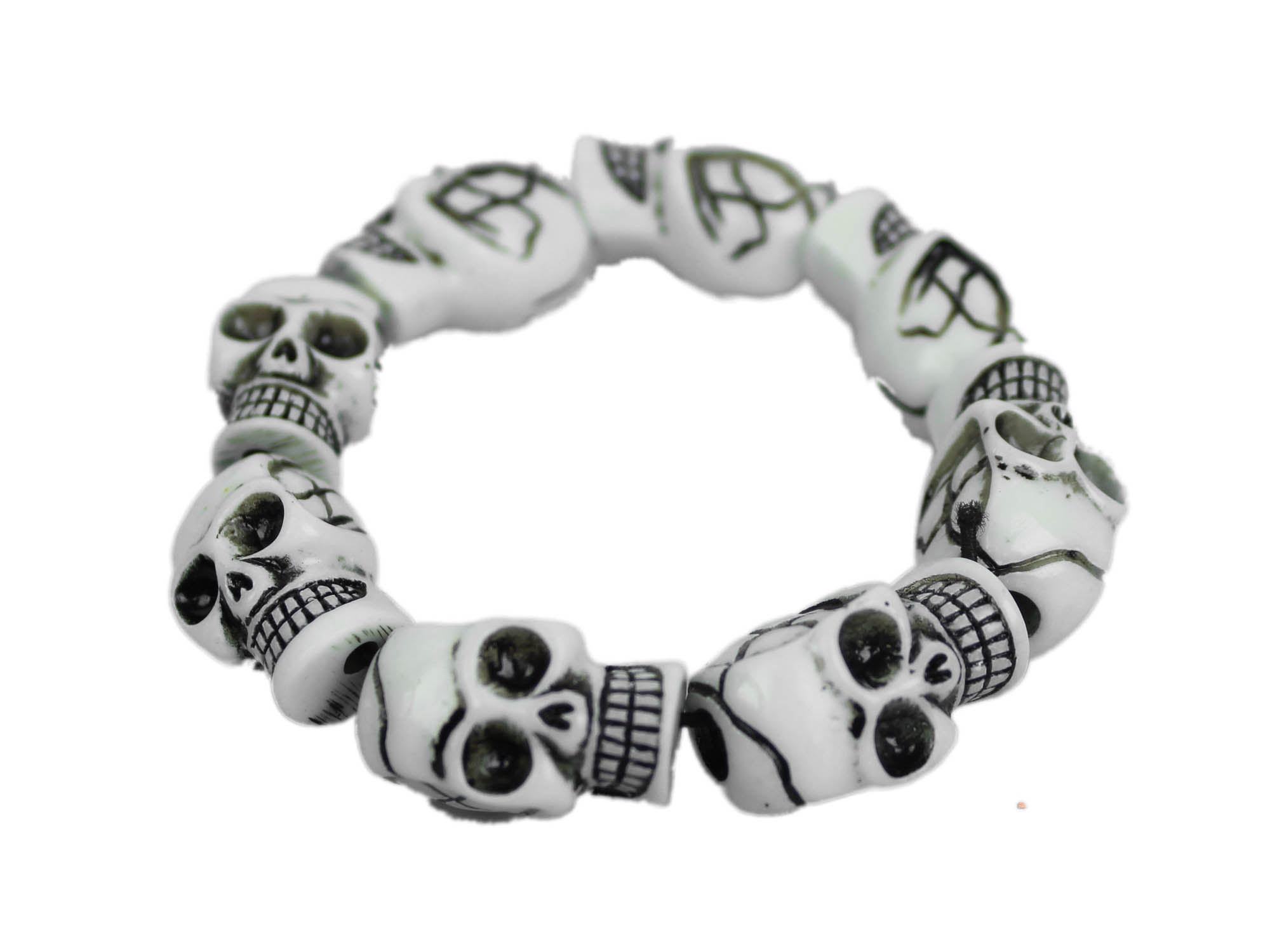 White Resin Skull Bracelet:Large 