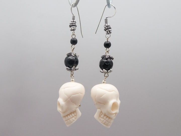 White Resin Skull Earrings 