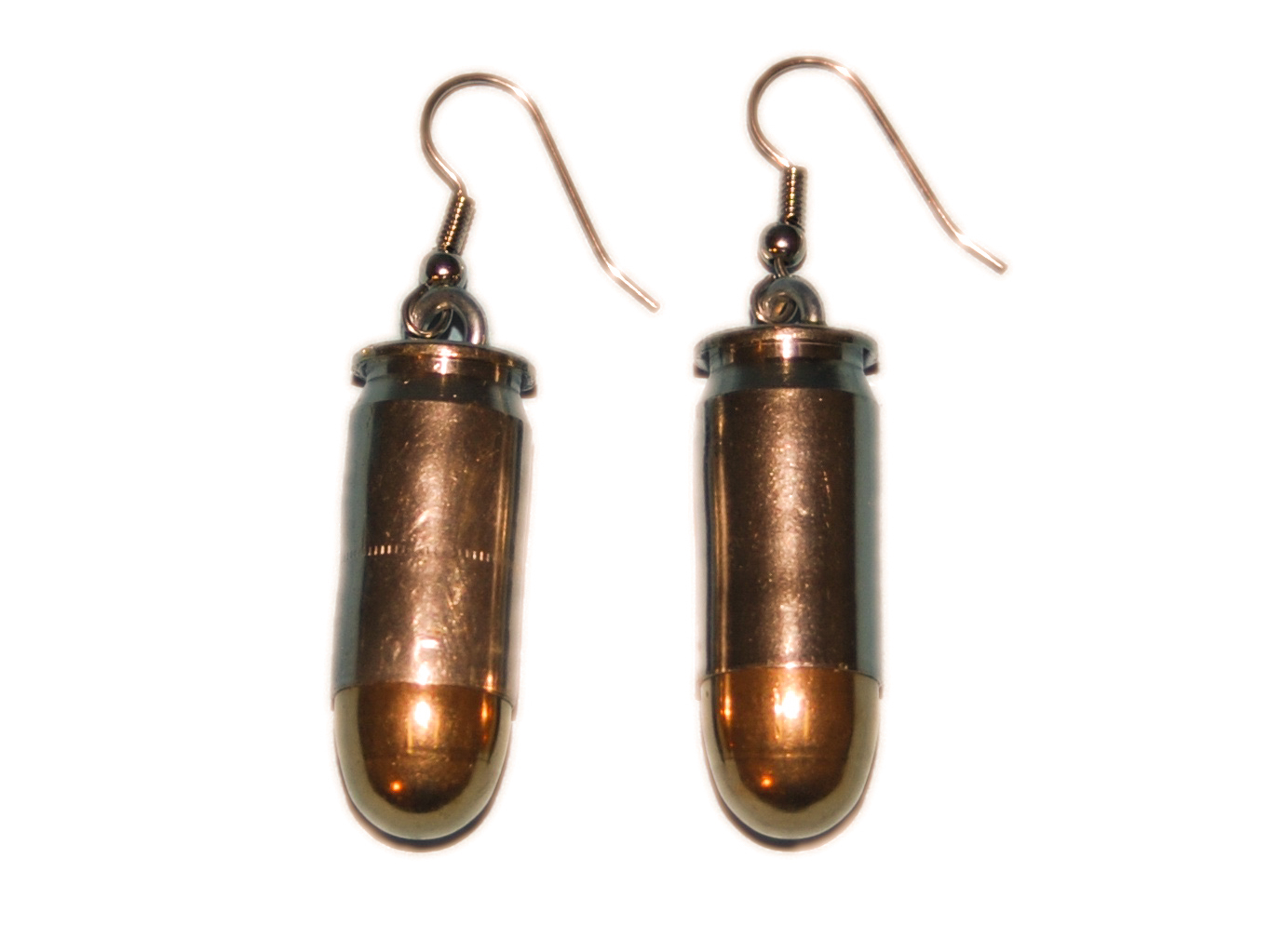 Bullet Earrings: 45CAL Nickel 