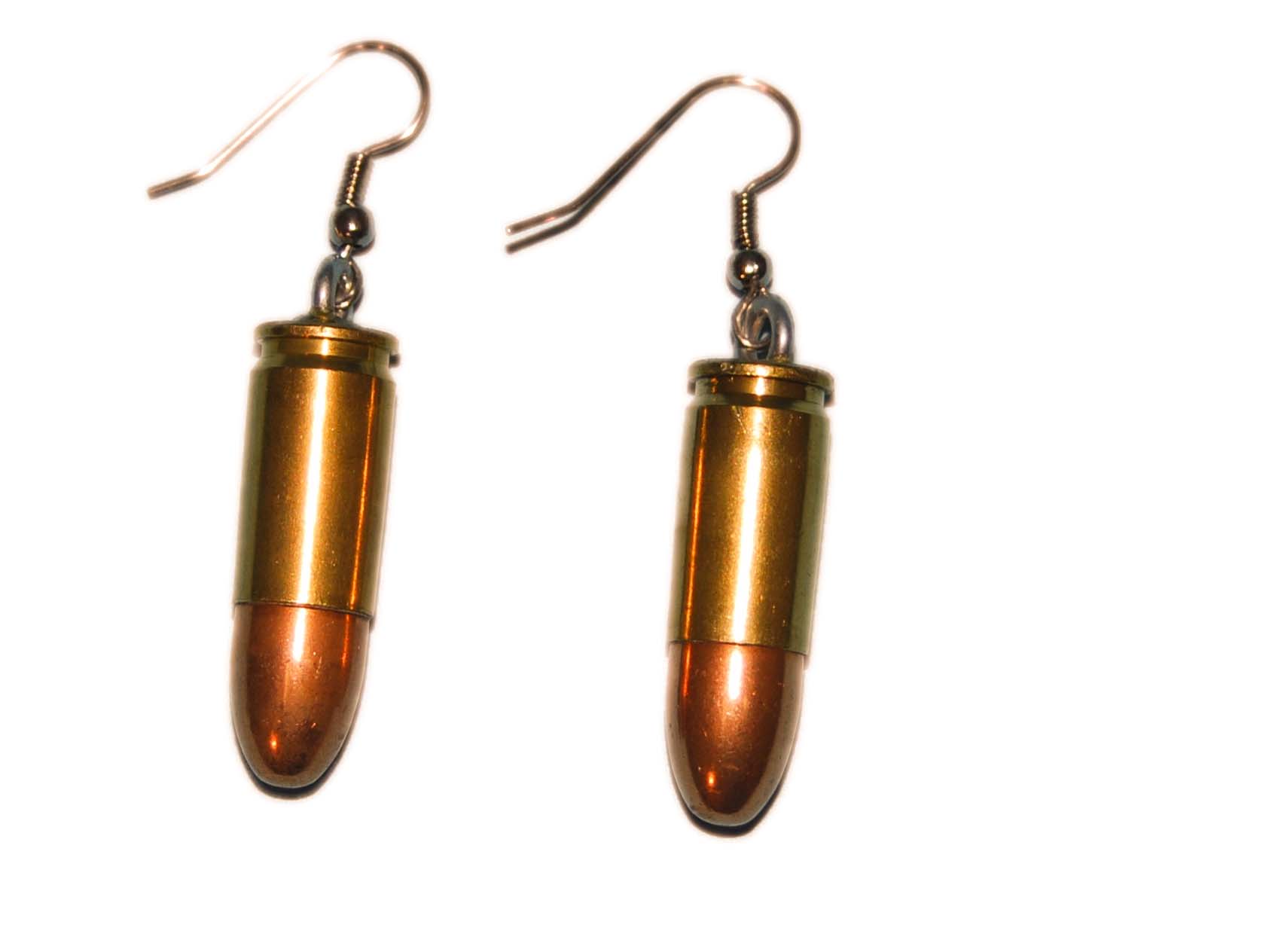 Bullet Earrings: 9MM Brass 