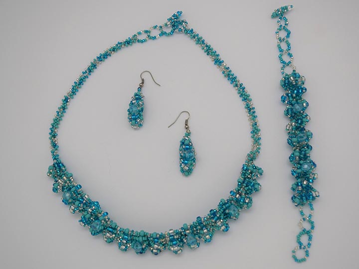 Beaded Necklace, Earrings, Bracelet Set: Ajcot Style 