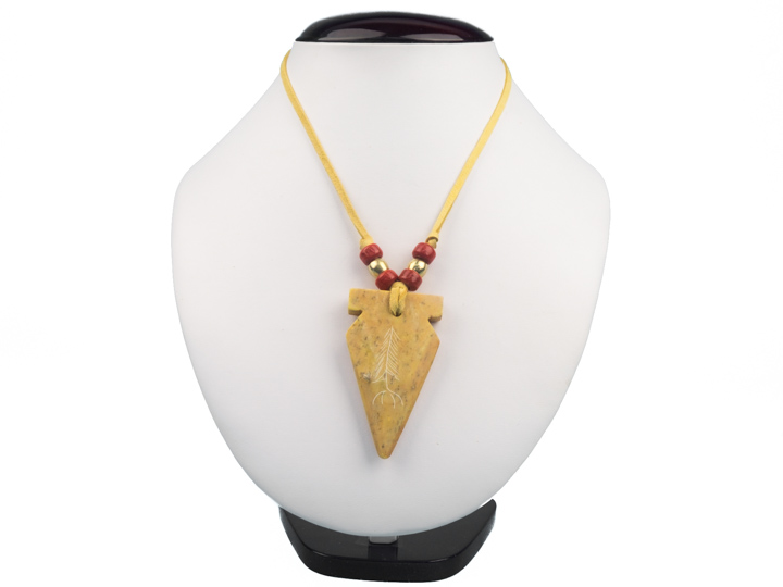 "Onondaga" Soapstone Arrowhead Necklace with Tree of Peace 