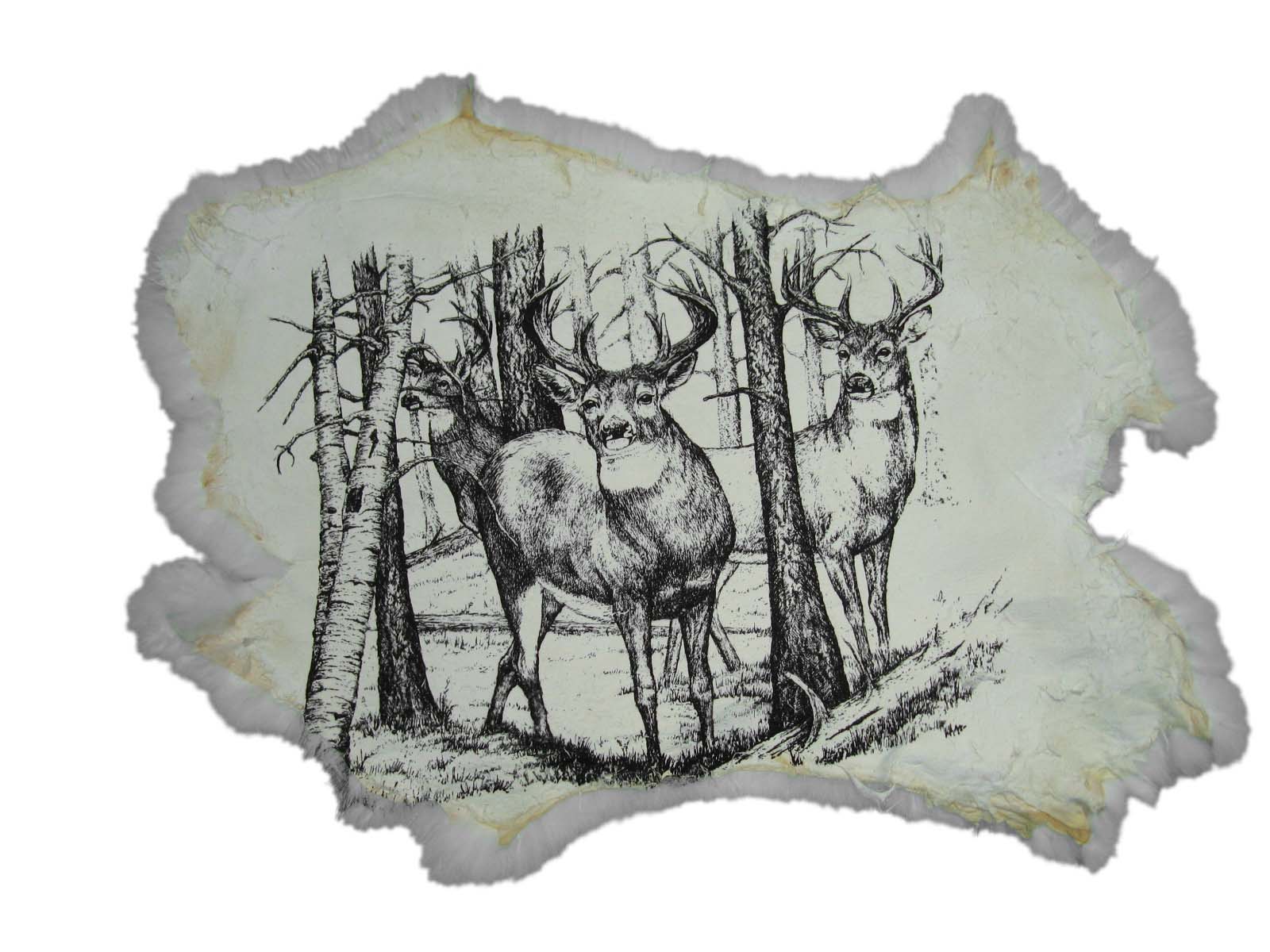 Printed Rabbit Skin: Deer Trio 