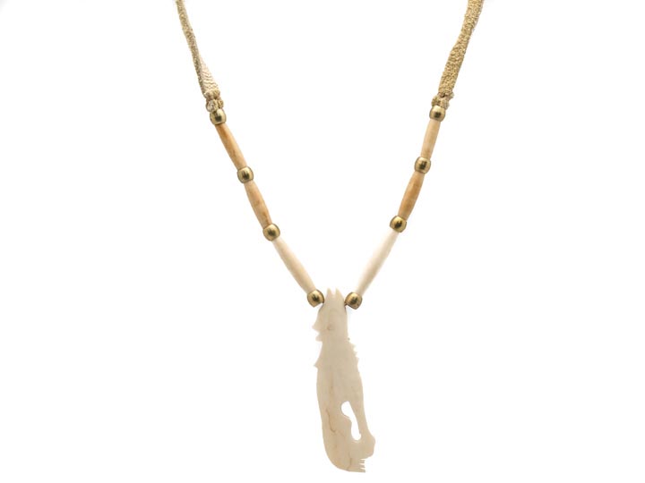 Iroquois Bone Coyote/Wolf Necklace 