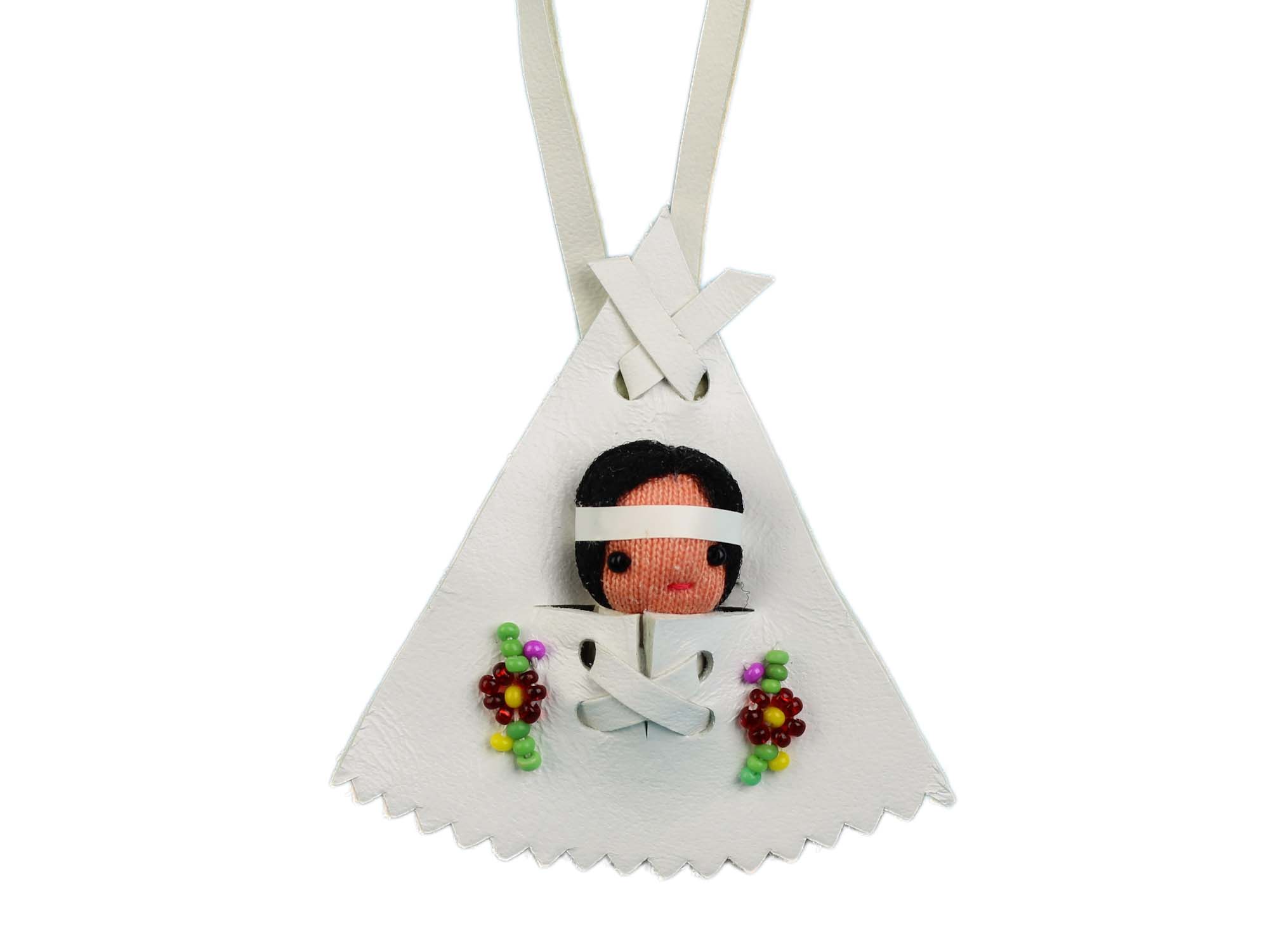 Ojibwa White Papoose Tee Pee Necklace 