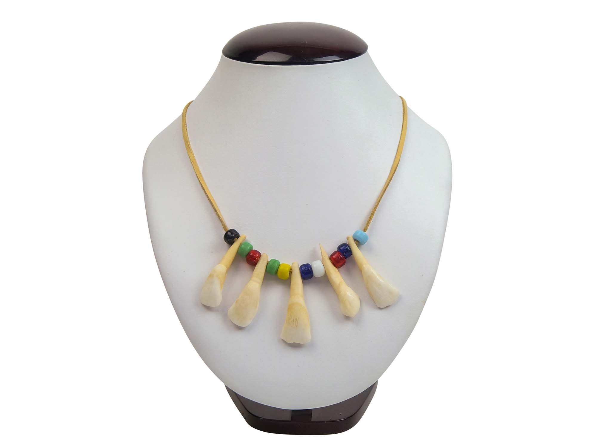 Real Water Buffalo Tooth Necklace: 5-Tooth 