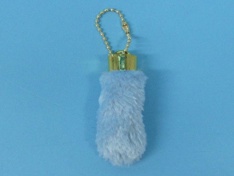 Synthetic Dyed Rabbit Foot Keychain: Baby Blue 