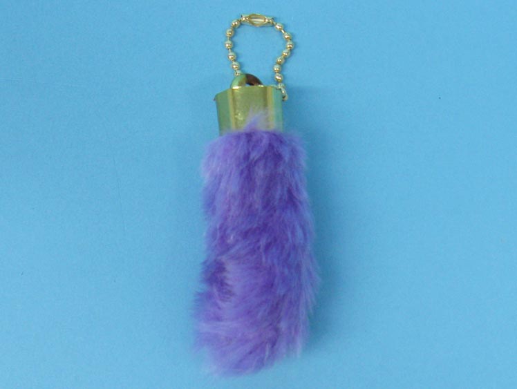 Synthetic Dyed Rabbit Foot Keychain: Lavender 