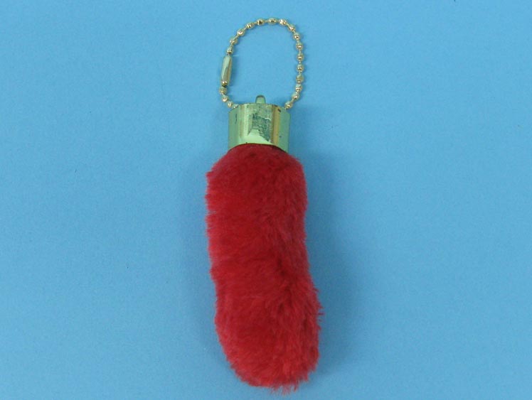 Synthetic Dyed Rabbit Foot Keychain: Red 