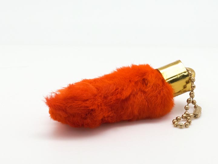 Dyed Rabbit Foot Keychain: Orange - 42-02OR (L9)