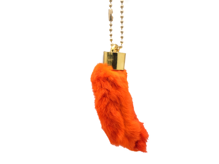 Dyed Rabbit Foot Keychain: Orange - 42-02OR (L9)