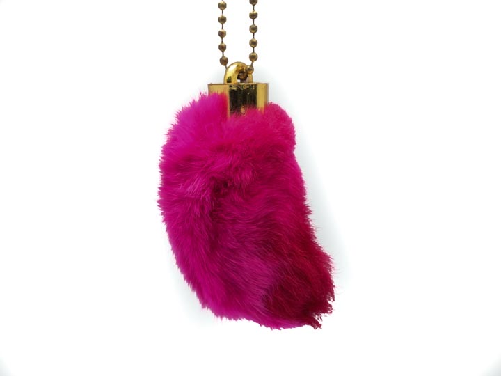 Dyed Rabbit Foot Keychain: Pink - 42-02PK (L9)