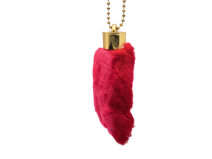 Dyed Rabbit Foot Keychain: Red 