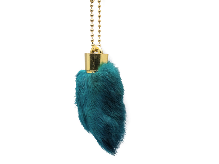 Dyed Rabbit Foot Keychain: Teal Green - 42-02TG (L9)