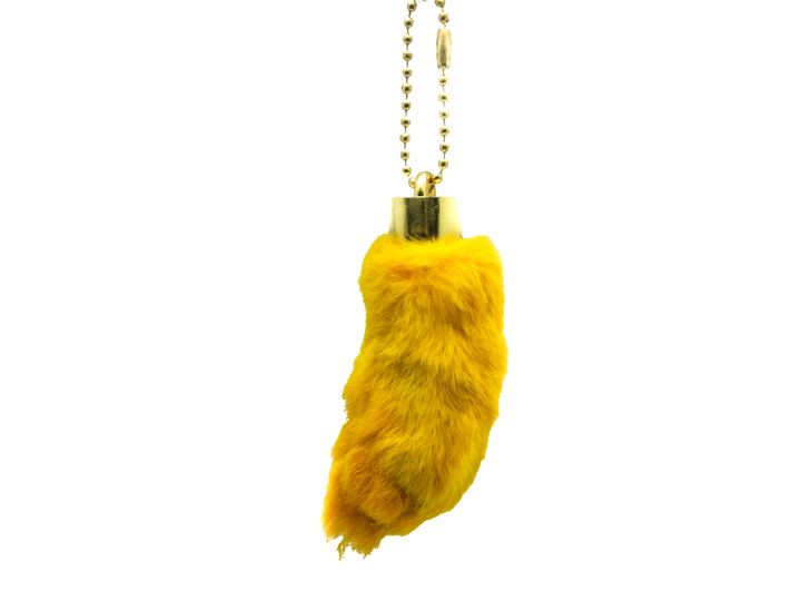 Dyed Rabbit Foot Keychain: Yellow 