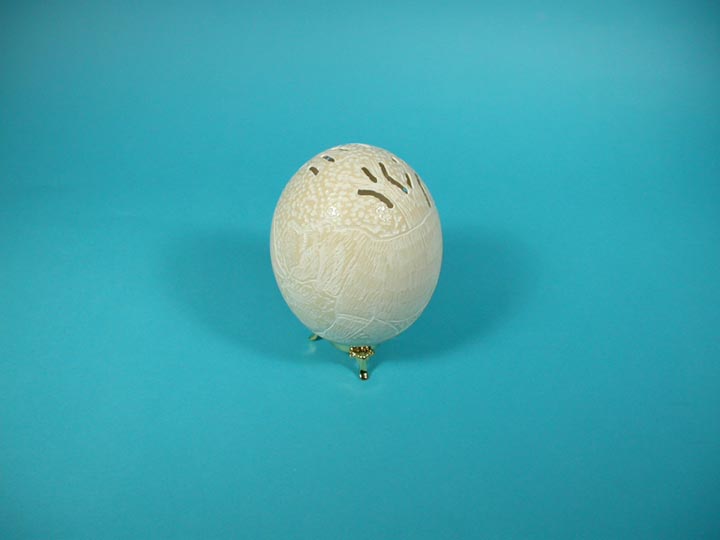 Carved White Ostrich Egg: Hippopotamus - 559-CAR-11 (O17)