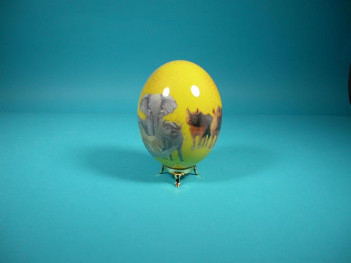 Decoupage Egg: Yellow with Animals 