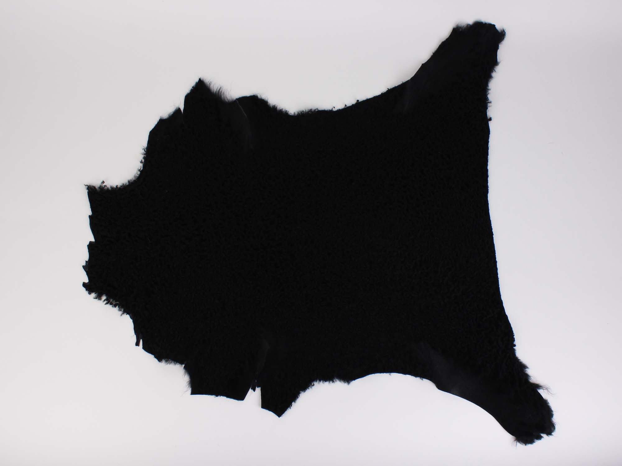 Dyed Garment Grade Broadtail Lambskin: Black Suede: Assorted 