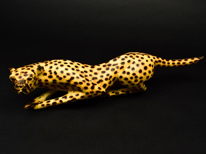 African Hunting Cheetah Wood Carving 