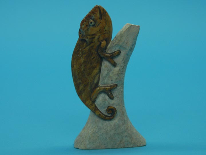 African Chameleon Soapstone Carving 