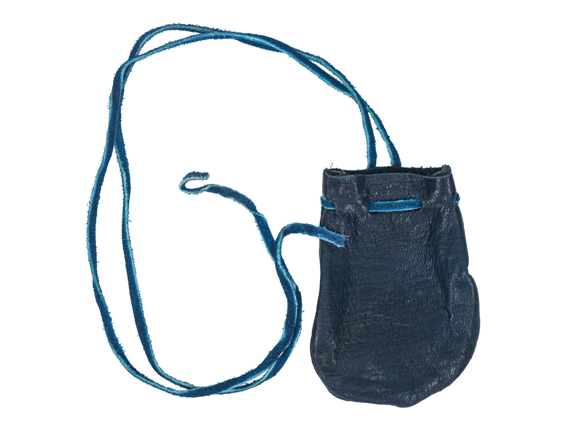 Top Grain Deerskin Medicine Bag: Small: Blue 