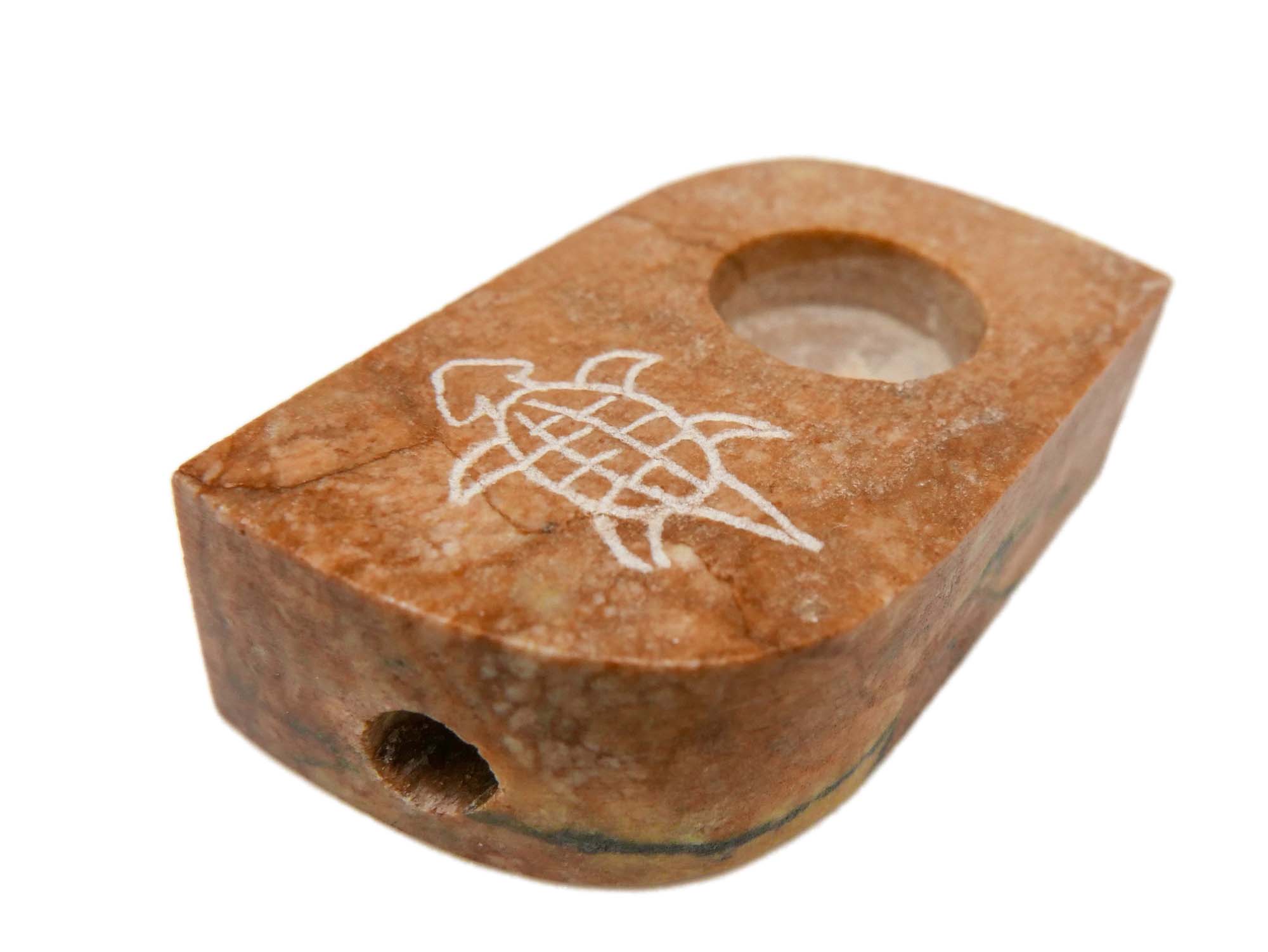 Iroquois Soapstone Pocket Pipe: Turtle Design 