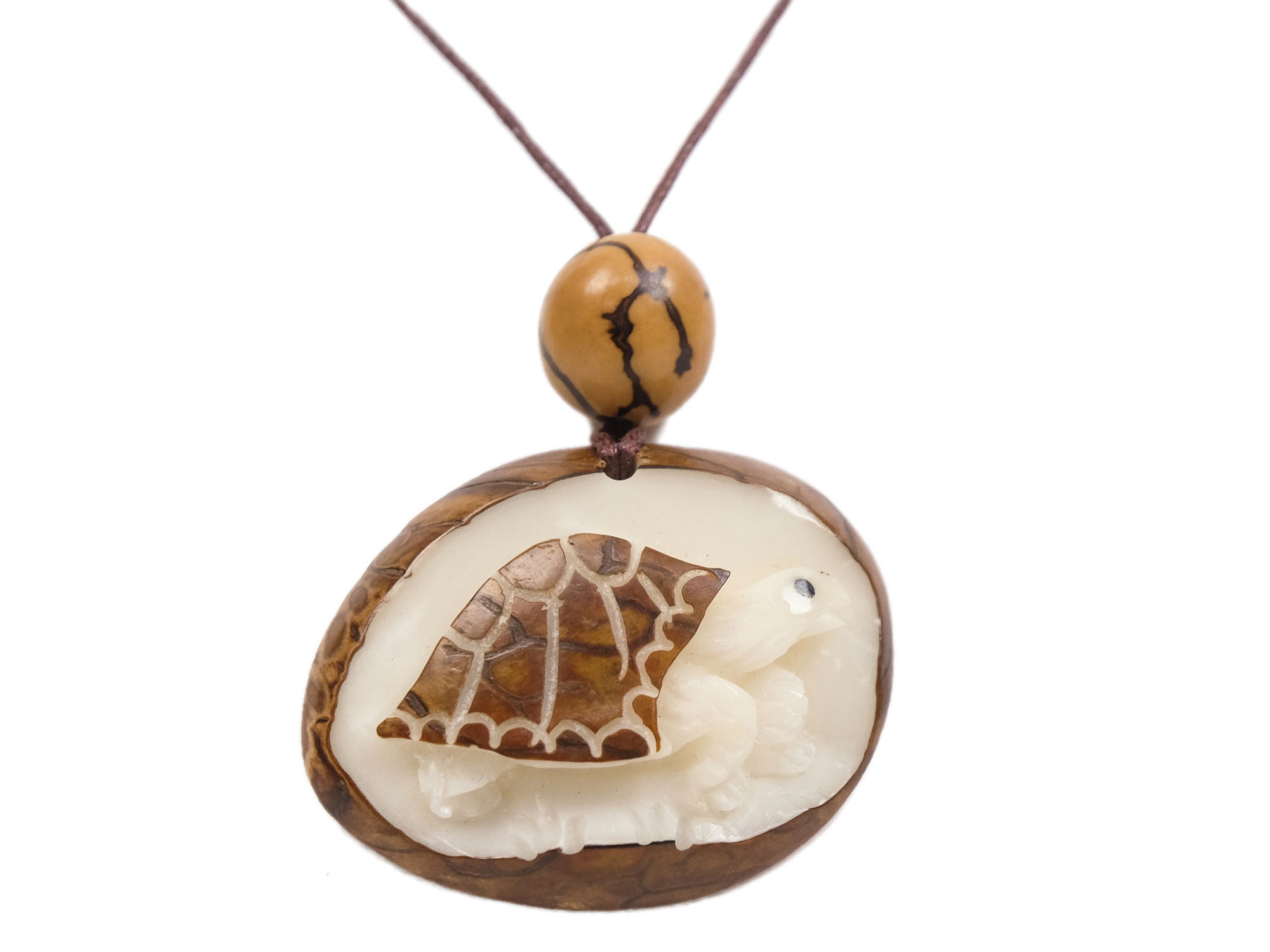 Tagua Nut Necklace: Box Turtle Relief 
