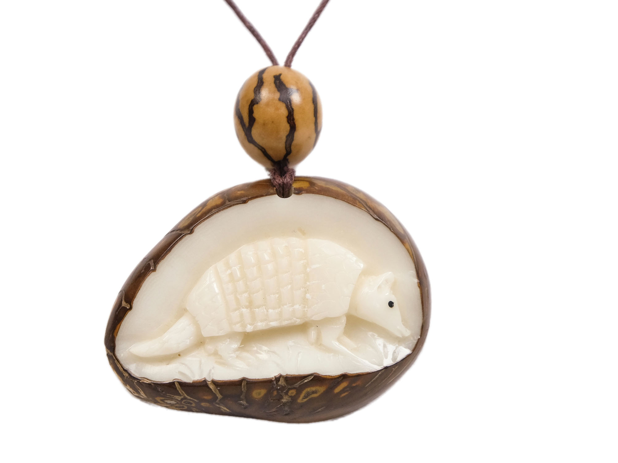 Tagua Nut Necklace: Armadillo Relief 