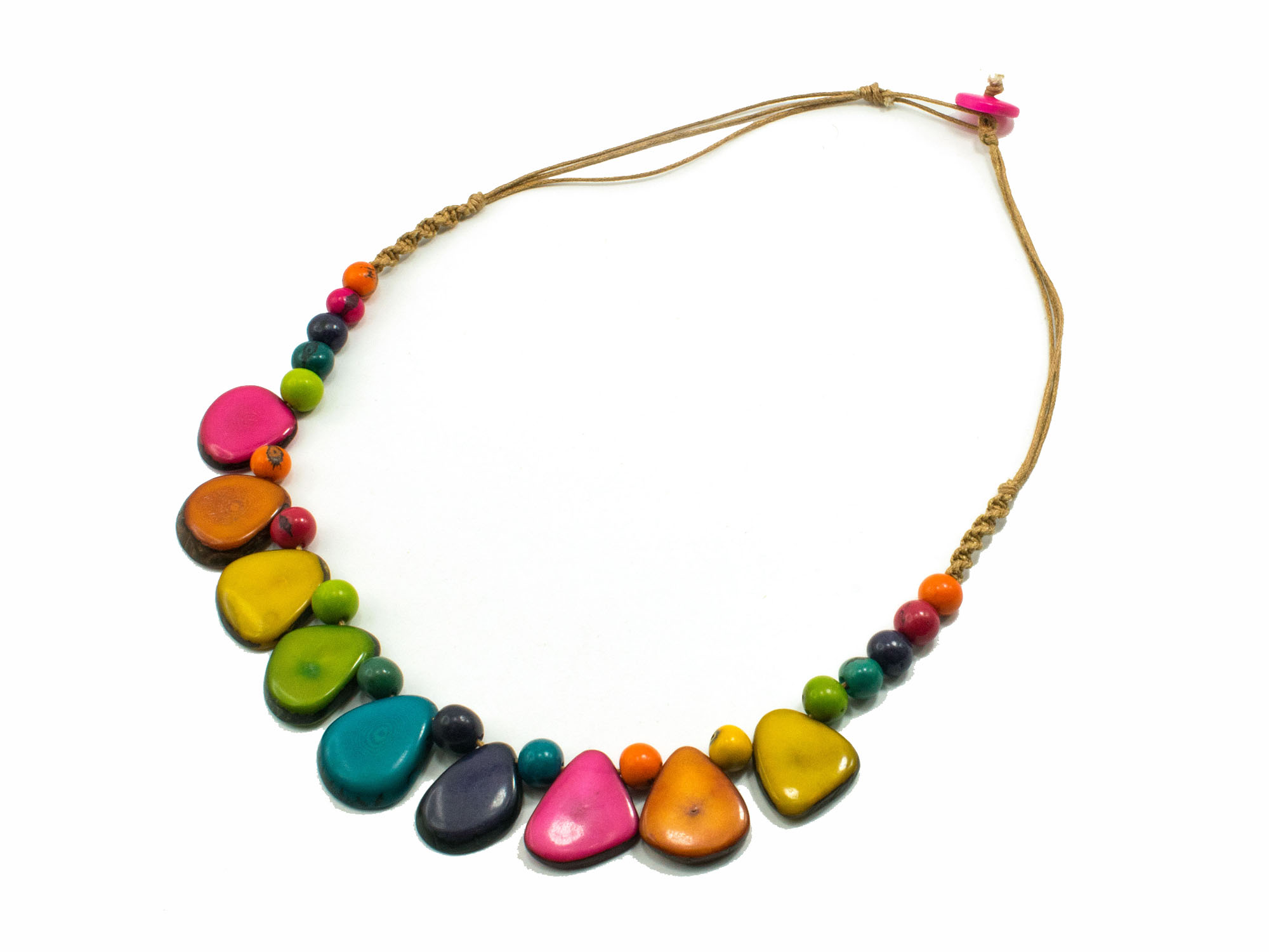 Necklace Style 1: Tagua Slices and Acai Seeds Necklace: Assorted Colors 