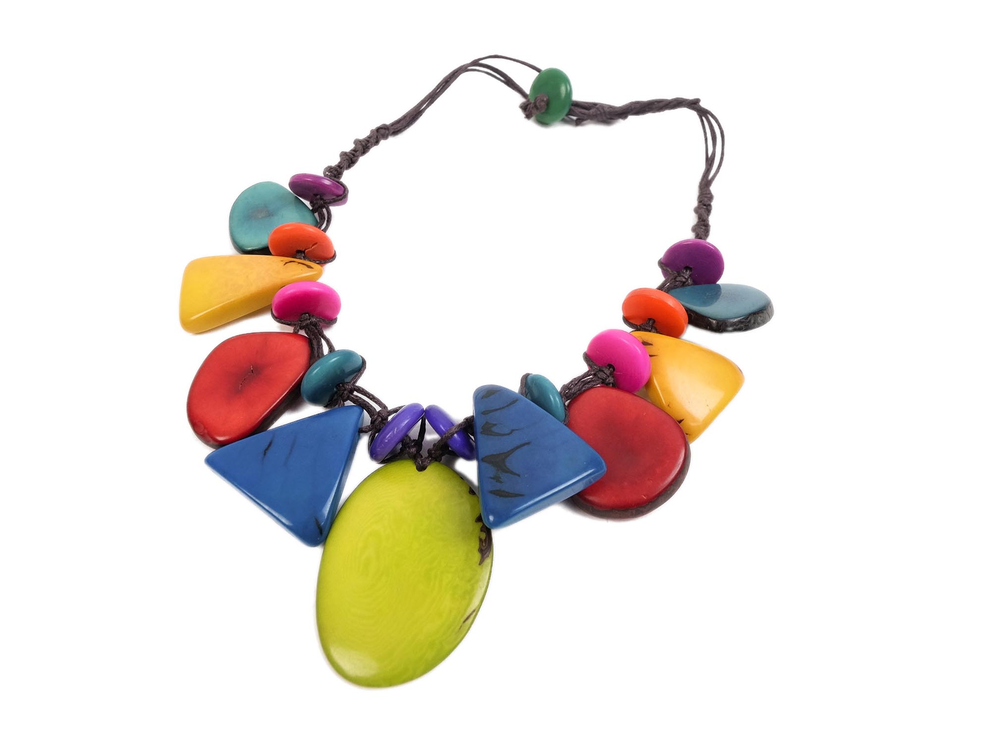 Necklace Style 3: Tagua Slices and Discs Short Necklace: Assorted Colors 