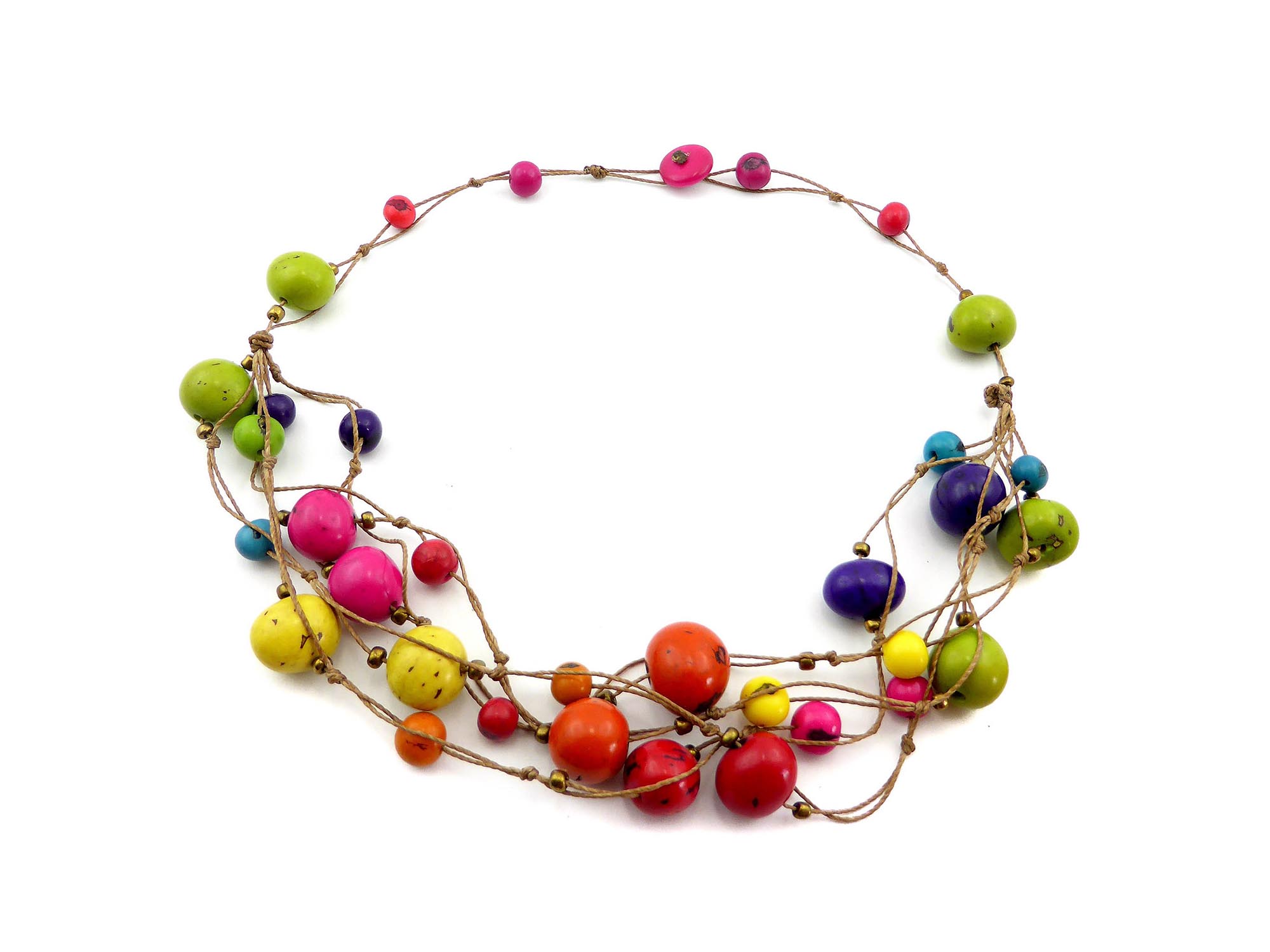 Necklace Style 6: Tagua and Acai Beads Necklace: Assorted Colors 