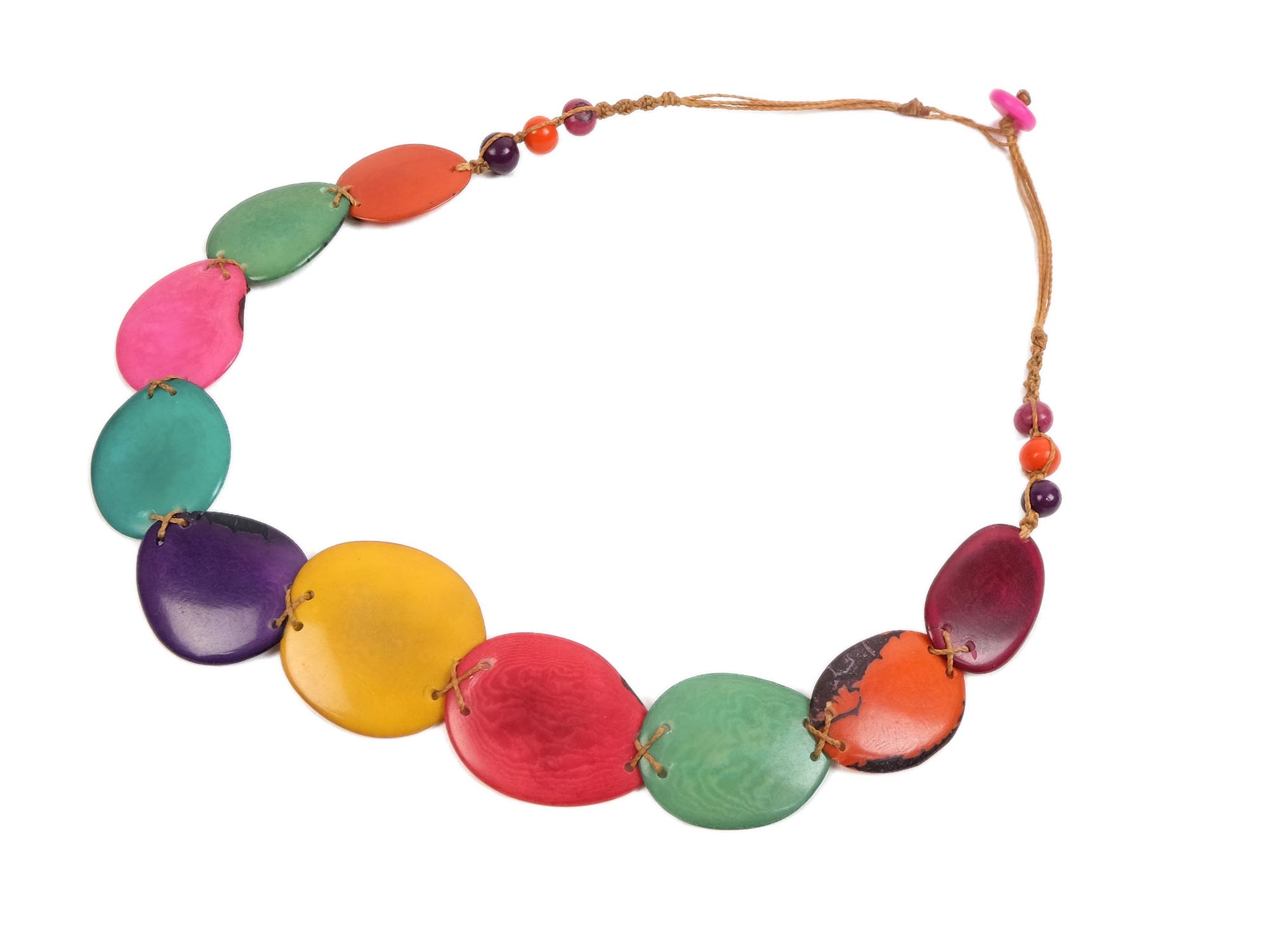 Necklace Style 7: Tagua Slices and Acai Beads Necklace: Assorted Colors 