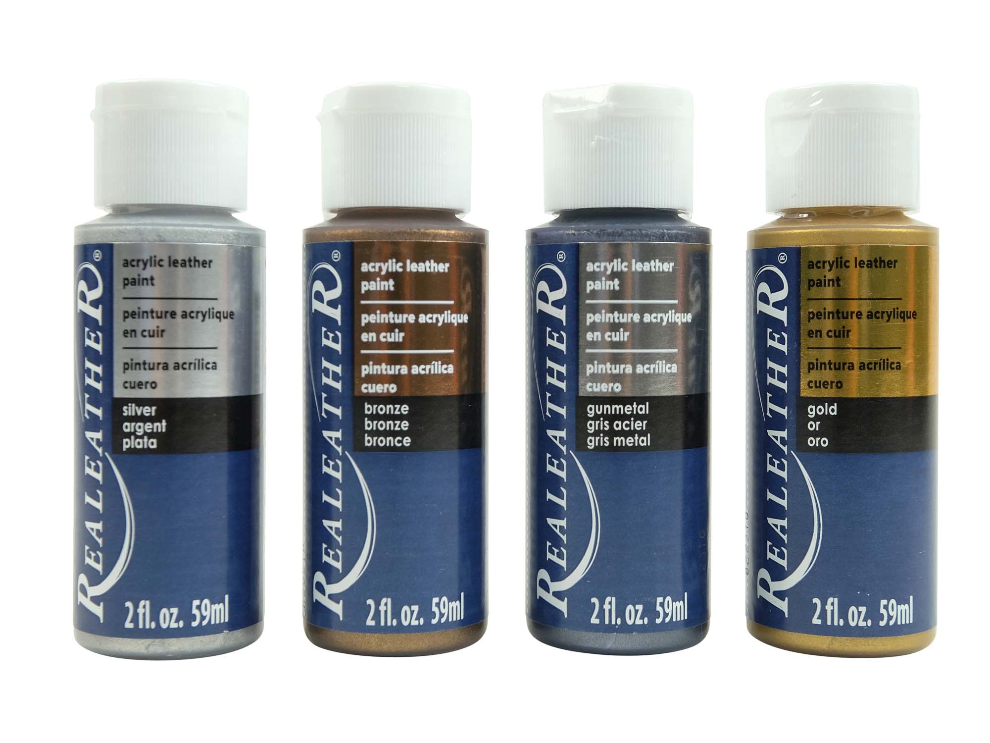 4-Pack of Acrylic Leather Paint: Metallic Colors 4 pack of acrylic leather paints, real leather paints