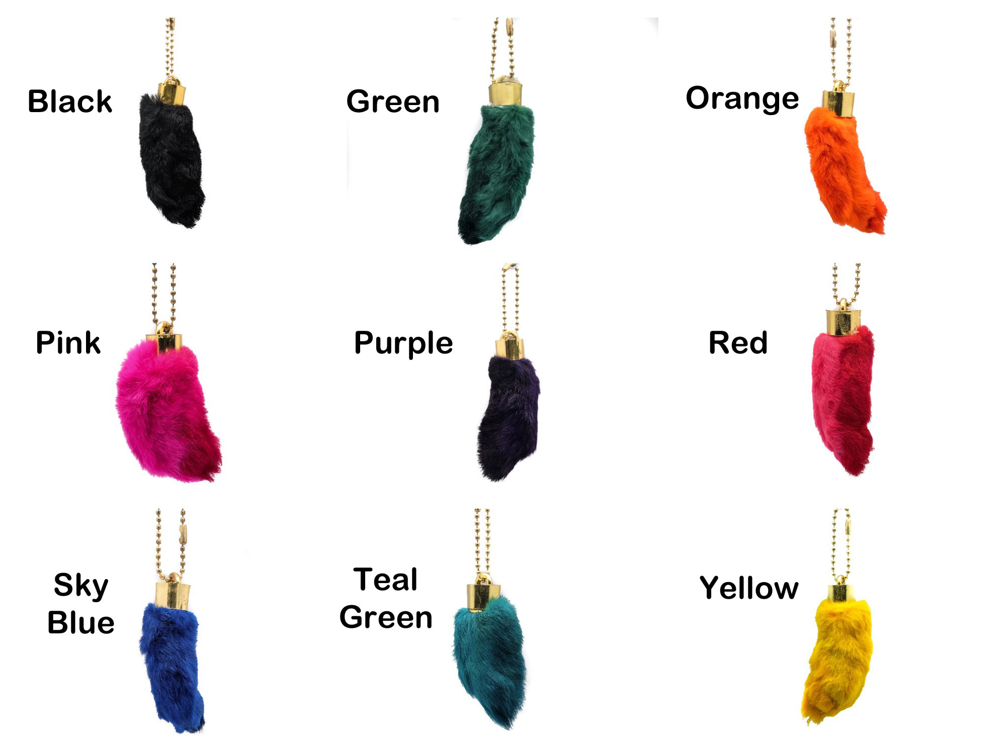 Dyed Rabbit Foot Keychain: Assorted Colors 
