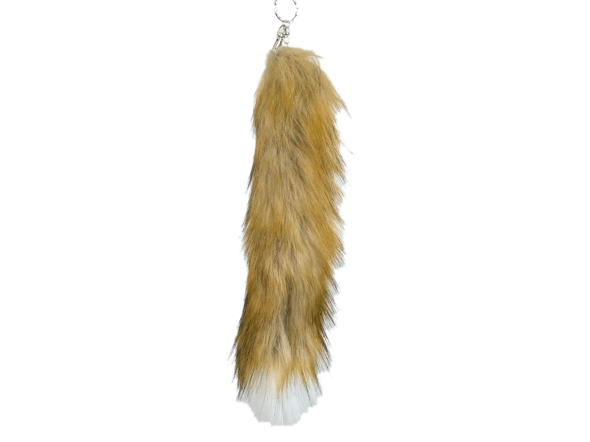 Imitation Fox Tail Keychain: Brown with White Tip 