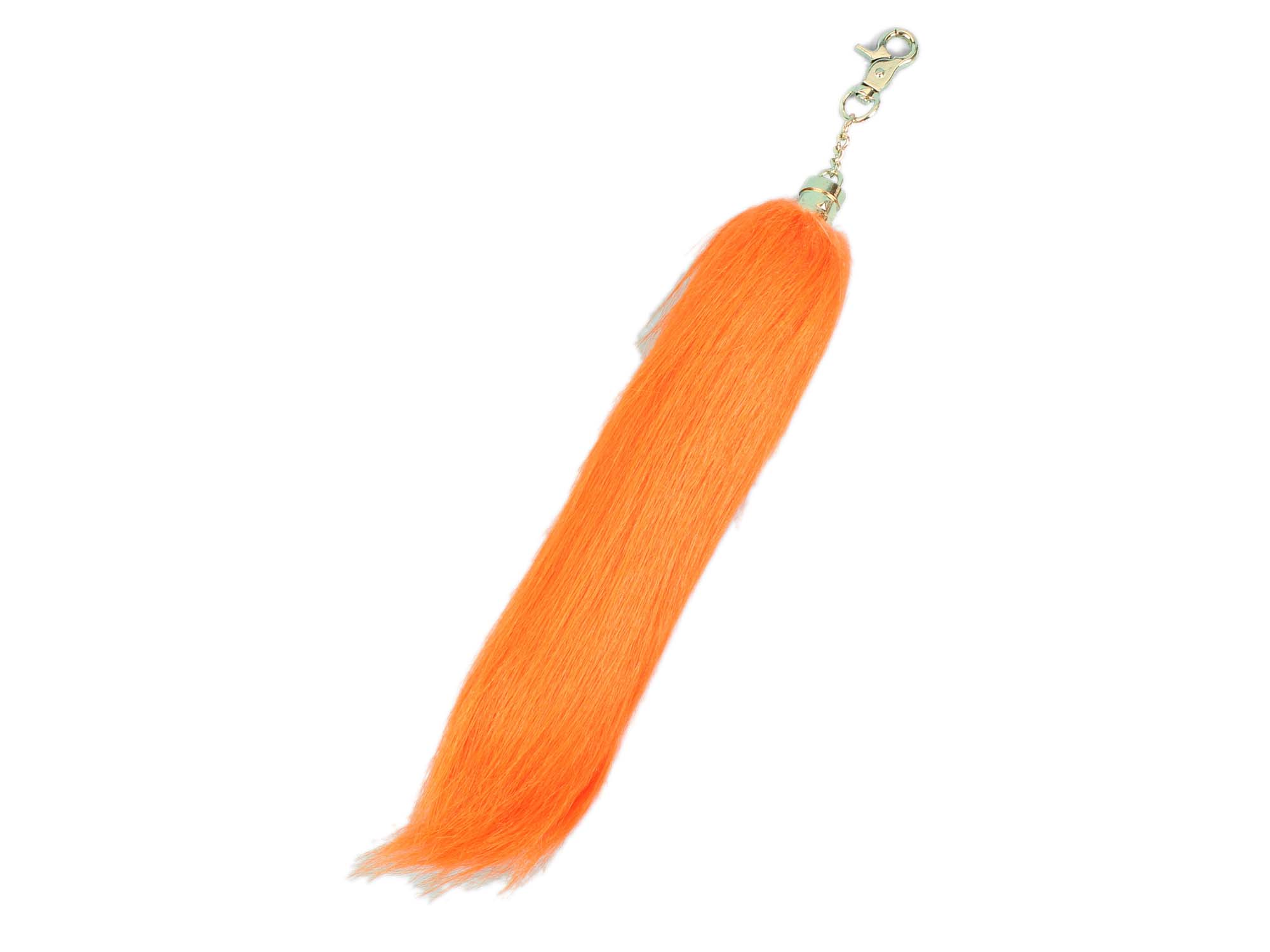 Imitation Fox Tail Keychain: Orange fake fox tail keychains, reproduction fox tail keychains