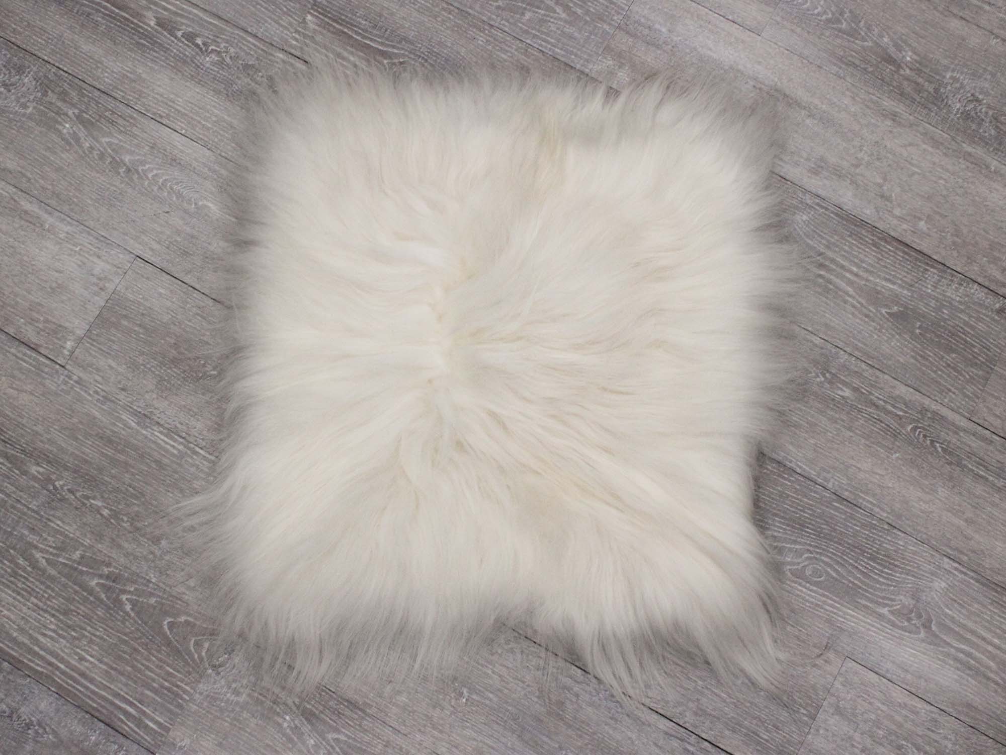 Icelandic Cushion Cover: ~20" x 20": White Icelandic Sheepskin Pillow Covers, Icelandic Sheepskin Pillows