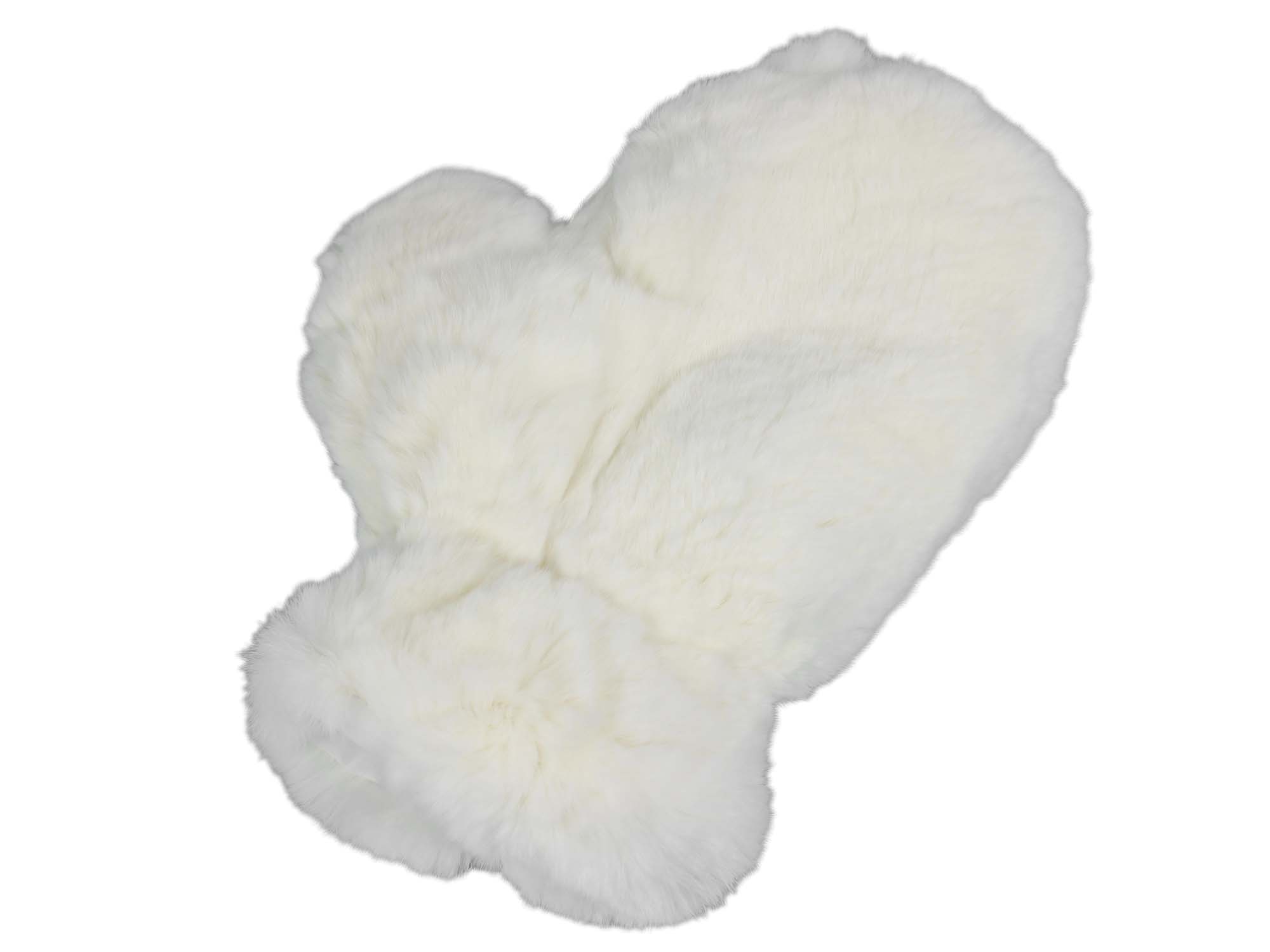Deluxe Rex Rabbit Fur Massage Mitt: White rabbit fur massage gloves