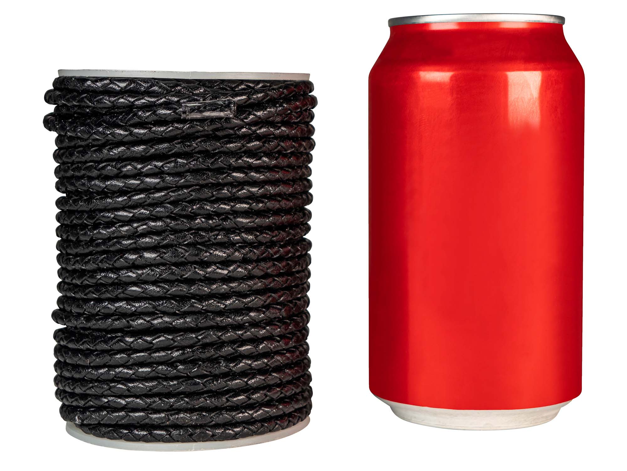 Braided Leather Cord 4mm x 25m: Black - 297C-BL40x25BK (8UW6)