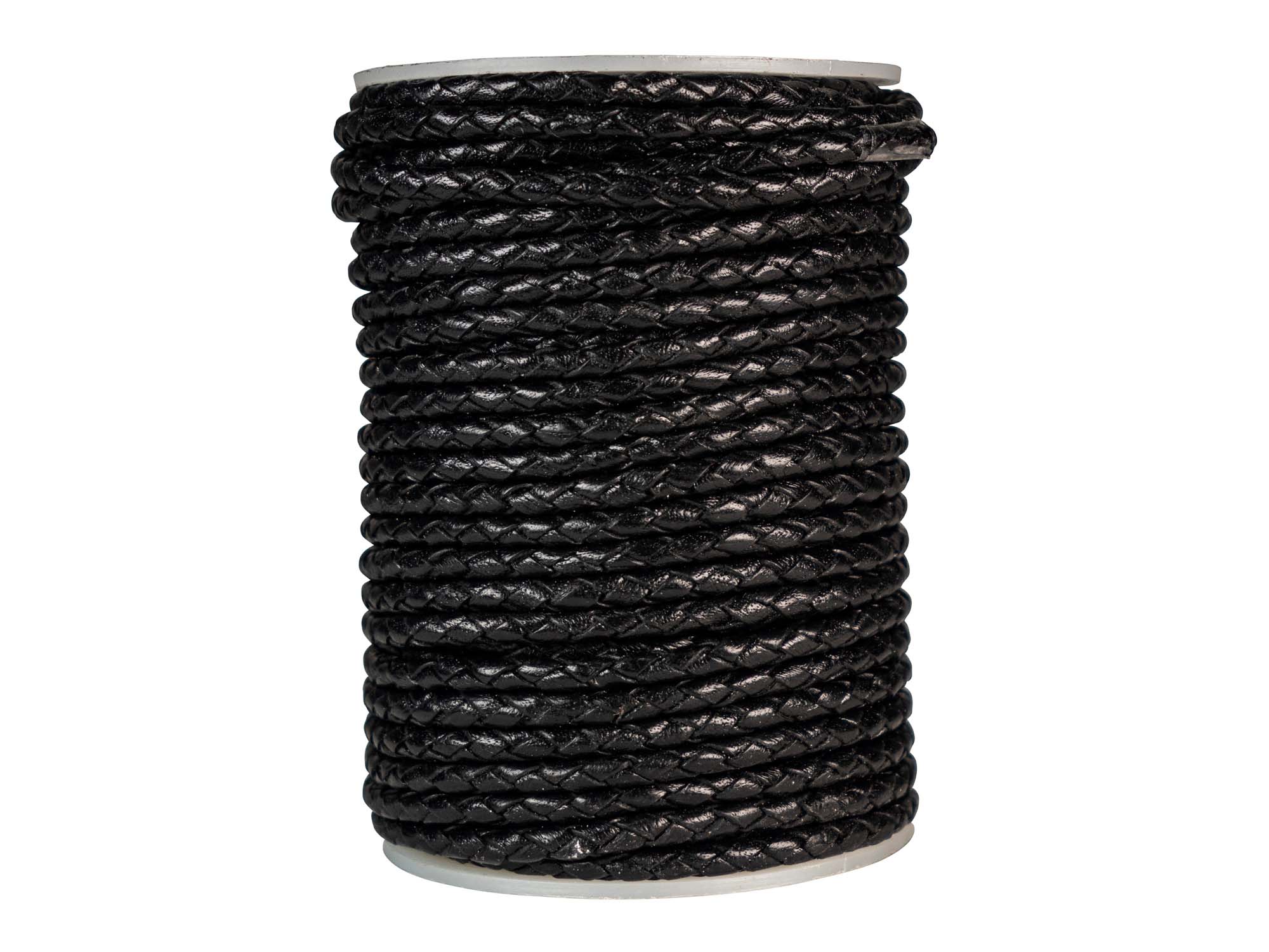 Braided Leather Cord 4mm x 25m: Black - 297C-BL40x25BK (8UW6)
