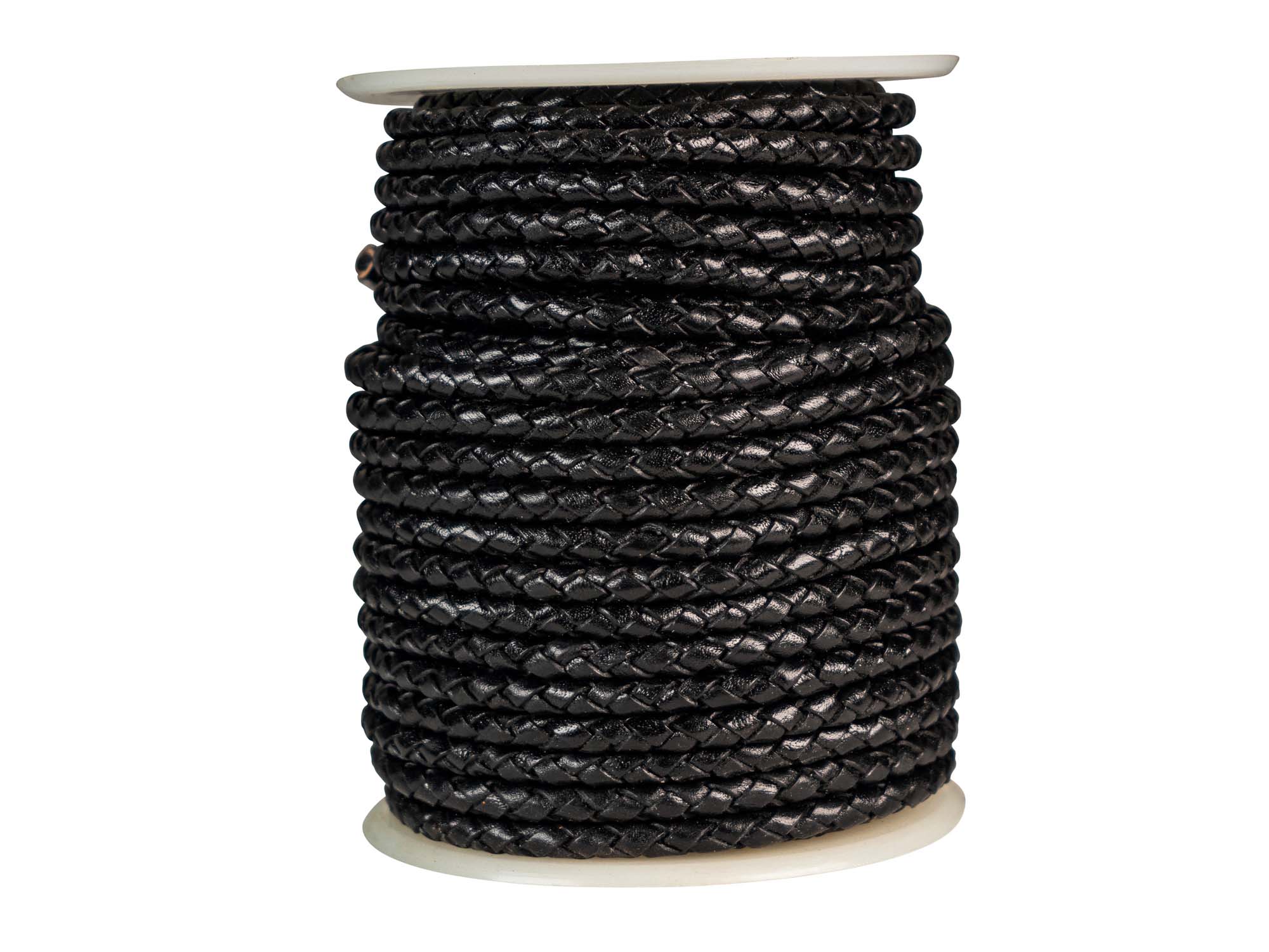 Braided Leather Cord 5mm x 25m: Black 