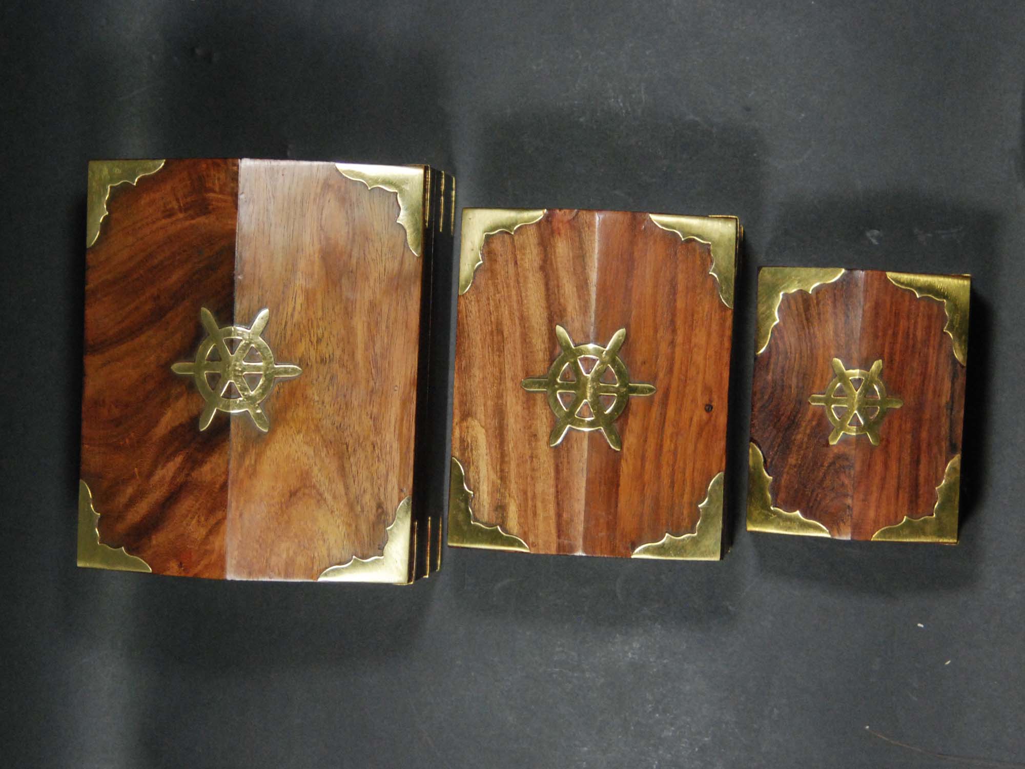 Treasure Chest: Nautical, Inlaid, Carved, 3-Piece cremation boxes