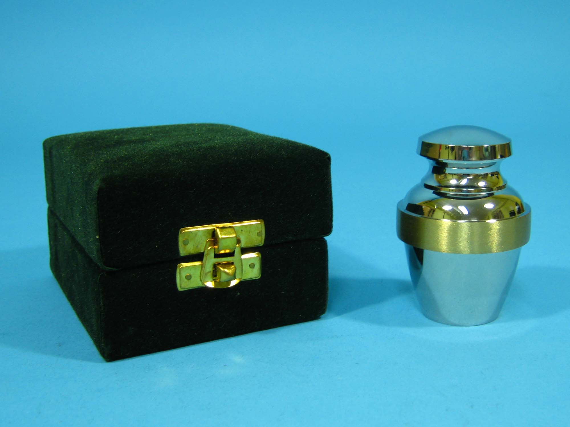 Cremation Keepsake Urn In Velvet Box: Brass: Bright Pewter Finish - 1136-30-505 (8UW10)